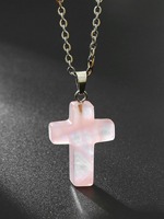 Collier pendentif croix en pierre naturelle minimaliste / 20 types de colliers croix en cristal naturel coloré et apaisant pour femmes et hommes