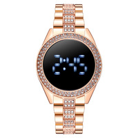Montre connectée pour femme à écran tactile LED incrustée de diamants, modèle tendance très demandé pour le commerce international, en stock