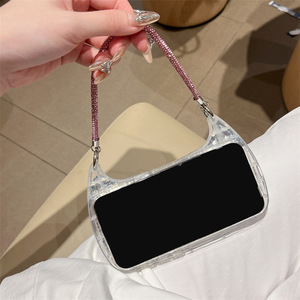 เคสโทรศัพท์รูปทรงกระเป๋าถือประดับเพชรเต็มตัว ดีไซน์หรูหรา สำหรับ iPhone 17 Pro Max 16 15 14 สำหรับผู้หญิง - Product Image 4