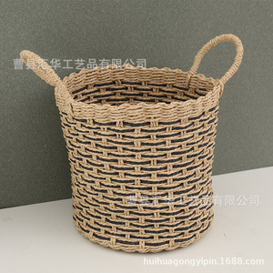 Cesta de almacenamiento tejida a mano para artículos diversos y cosméticos; cesta para ropa sucia - Product Image 3