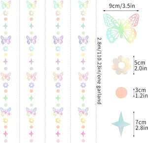 <span class=keywords><strong>Guirlande</strong></span> décorative papillon irisé pour fête d'anniversaire, baby shower, enterrement de vie de jeune <span class=keywords><strong>fille</strong></span>, bannière suspendue holographique - Product Image 2