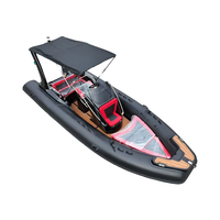 Bateau de pêche semi-rigide de 19 pieds, coque en V profond, bateau rapide, bateau à rames, bateau en Hypalon 580, style norvégien, noir