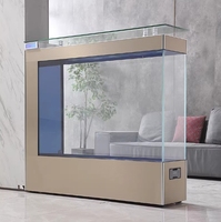 Grand Aquarium Rectangulaire en Verre Ultra-Clair Écologique pour Poissons avec Cloison d'Écran pour Salon