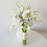 Bouquet de mariée en PU effet naturel, lys Calla bleus, fleurs sauvages, bouquet de mariage minimaliste, fleurs artificielles pour séance photo, décoration