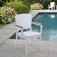 Fauteuil en rotin plastique blanc design moderne chaise de jardin d'extérieur durable