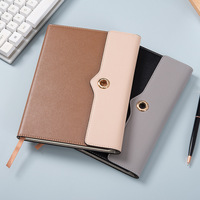 Carnet A5 fonctionnel en cuir PU, reliure cousue, 80 feuilles, fermeture magnétique, couleurs personnalisables, pages et layouts variés, agenda durable