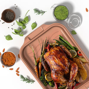 Poêle à griller et à rôtir en <span class=keywords><strong>aluminium</strong></span> robuste, antiadhésive, avec couvercle en verre, compatible induction - Product Image 3