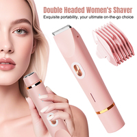 Alat Cukur Elektrik USB Isi Ulang Dua Kepala untuk Penggunaan di Rumah, Perangkat Epilator Portabel Tanpa Rasa Sakit untuk Penghilang Bulu Wanita