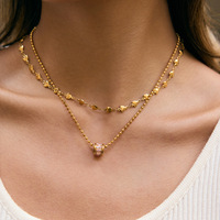Collier unisexe en acier inoxydable plaqué or en forme de cœur et d'étoile, bijoux superposés tendance, fabriqué à Yiwu