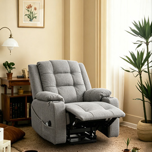 Fauteuil à bascule électrique moderne gris-bleu en tissu pour adultes, avec port de charge USB, fonction de levage et chaleur, grand format - Product Image 1