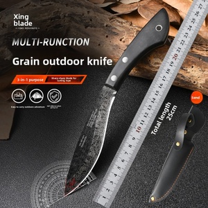 มีดพับปรับแต่งได้สำหรับตั้งแคมป์กลางแจ้ง สแตนเลสอเนกประสงค์ขนาดเล็ก ใบมีดตรง สำหรับเอาตัวรอดในป่า ด้ามไม้ DIY - Product Image 2