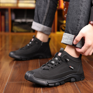 Bottes d'hiver pour hommes doublées de polaire, hautes, chaudes, épaisses, à lacets, pour l'extérieur, gris et noir - Product Image 4