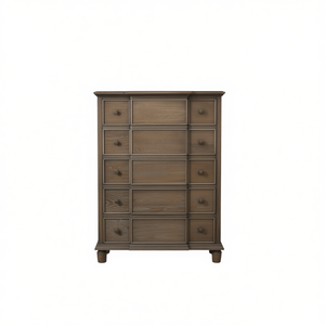 Cómoda Baudouin de Roble Envejecido con 11 Cajones, Mueble Rústico para Dormitorio, Madera Maciza, Independiente - Product Image 1