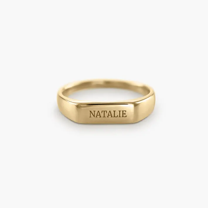 Modeschmuck neues Design Silber Goldbarren Ringe benutzer definierte personal isierte Name Logo Ring für Männer Frauen