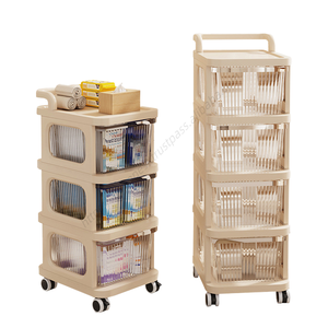 Étagère de rangement domestique en gros, meuble de rangement pour jouets d'enfants, étagère mobile avec roulettes, conteneur en plastique - Product Image 1