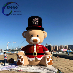 Vendita calda su misura di natale orsacchiotto di natale cartone animato gonfiabile che indossa un cappello di natale per eventi all'aperto decorazioni natalizie - Product Image 1