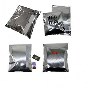 Sac d'expédition en aluminium métallisé argenté avec logo personnalisé, bande adhésive, sac d'expédition en polyéthylène pour vêtements - Product Image 2