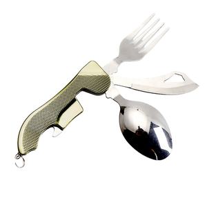 Abnehmbare Camping Utensilien Besteck Edelstahl Tragbare faltbare Messer Gabel Löffel Flaschen öffner - Product Image 2