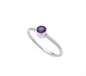 Bague en argent sterling 925 avec pierre précieuse améthyste pour femme, bijoux artisanaux certifiés pour mariages et fêtes - Product Image 1