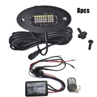 Kit de 8 projecteurs LED RGBW multicolores 12V pour éclairage intérieur et sous-châssis avec contrôleur Bluetooth et mode musique