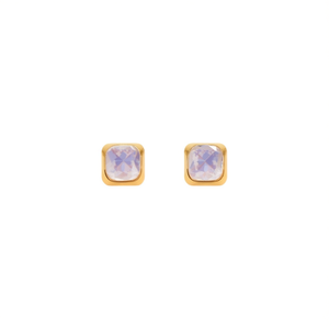 Fashion <b>Stud</b> <b>Earrings</b> 316L Stainless Steel PVD Gold Plating Sustainable Resistant Square <b>Crystal</b> Design - Product Image 2