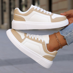 Zapatillas blancas, versiones para hombre y mujer, superficie de cuero para primavera-otoño, resistentes al agua, calzado deportivo informal, estilo juvenil. - Product Image 5