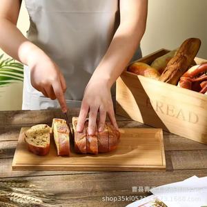 Boîte de rangement pour pain en bambou avec couvercle, planche à découper en bois massif, ustensile de cuisine multifonctionnel, organisateur de bureau - Product Image 1