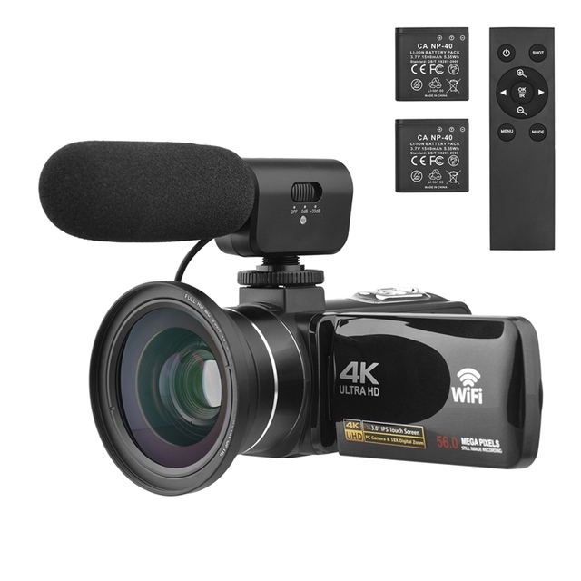 4K Digital Video Camera WiFi Camcorder DV Recorder 56MP 18X Digital Zoom Supports Face Detection IR Night Anti-shake
