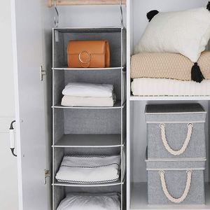 Foldable Custom Manufacturer Hanging Organizer Storage <b>Wardrobe</b> 6 Layers Non-Woven Fabric Closet Organizer - Product Image 1