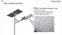 Lampadaire solaire LED 80W avec détection radar, luminosité 13600LM et corps en aluminium