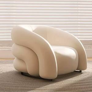 Single Cream Style Fabric <b>Sofa</b> Chair with <b>Sponge</b> Fill Small Apartment Suitable <b>for</b> Living Room or Clothing Store Rest Area - Product Image 6
