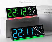 YIDA TIME 大型 LED 数字挂钟带日历、温度、跳秒显示、闹钟、倒计时器