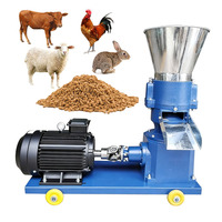 Machine à granulés à matrice plate électrique monophasée 220V, mobile sur roues, 150-500kg/h, pour ferme avicole et d'élevage écologique familiale