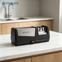 Aiguiseur de couteaux électrique compact EDGBLACK, 2 étapes, diamant, acier inoxydable, 360° # /600 #   Affûteur manuel universel à tension variable Grit
