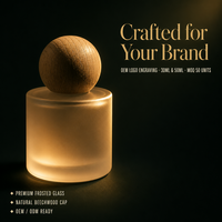 Bouteille en verre vide pour huiles essentielles 30ml/50ml, flacon diffuseur givré rechargeable avec bouchon en bois naturel, emballage personnalisé