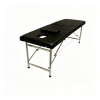 Table de massage portable professionnelle à 2 sections, pliable, avec pieds en acier inoxydable, lit de spa