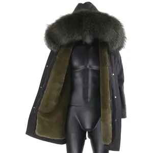2021新款冬季男士保暖夹克可拆卸衬里厚外套男士冬季加码外套男士人造毛皮大衣