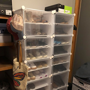Meuble de rangement à chaussures à 10 niveaux, portable, étroit, en plastique blanc avec crochets pour entrée ou chambre - Product Image 4