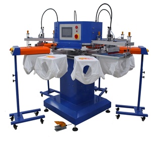 מכונת הדפסה מסתובבת עם 4 צבעים ו-<span class=keywords><strong>10</strong></span> תחנות, מונעת סרבו, להדפסה על בדי ביגוד - Product Image 1