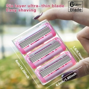 Women's Manual <b>Razor</b> Pink Six Layer Stainless Steel Blades For Body Shaving 2 Handles 18 Refills - Product Image 4