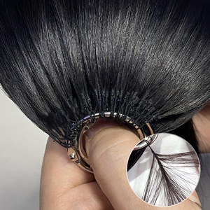 Extensions de cheveux russes vierges de style chinois, ondulés naturels, effet <span class=keywords><strong>plume</strong></span>, 3ème génération, sans cheveux courts, haute qualité, invisibles - Product Image 4