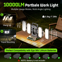 Lampe de travail LED sans fil à batterie lithium EGO, 4 panneaux pliables, portable, 10000 lm, autonomie 5-10h, pour réparation automobile, garage, atelier, Type-C