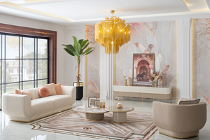 ชุดโซฟาห้องนั่งเล่นสุดหรูดีไซน์แบบนายพร้อมฐานสแตนเลสและเฟอร์นิเจอร์ห้องนั่งเล่นผ้าสำหรับบ้านวิลล่าโรงแรม - Product Image 2