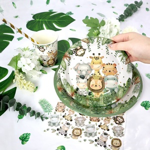 Animal <strong>Jungle</strong> Safari <strong>Theme</strong> <strong>Party</strong> Supplies Birthday Decorations Sets Kids Disposable Tableware Set Serves 25 - Product Image 5