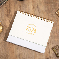 Calendrier de bureau mensuel 2026 personnalisé avec reliure spirale en tissu/PP, options cuir/PVC, impression UV pour la maison, le bureau et l'école