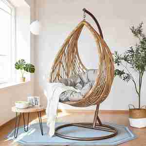 Sedia a dondolo sospesa in rattan per interni ed esterni, tipo nido d'uccello, per balcone, casa, tempo libero, camera da letto per ragazze, amaca - Product Image 1