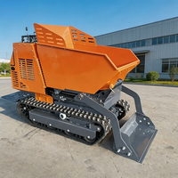 Mini-dumper sur chenilles de 1000 kg à moteur essence pour usage agricole, avec fonction de levage élevé, transporteur sur chenilles en caoutchouc pour plantations d'huiles de palme