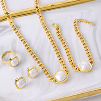 Bracelet en acier inoxydable tendance pour influenceurs, collier épais à perles carrées, boucles d'oreilles polyvalentes, sweat-shirt - pour les fêtes, cadeau pour la fête des mères