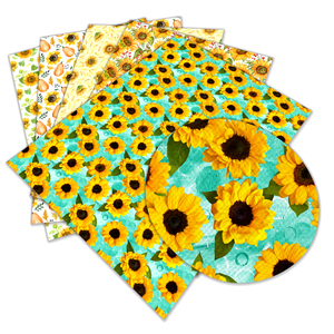 Wholesale Waterproof Sunflower Pattern Semi PU Customizable Faux Leather Roll for Bags & Sofas Craft Materials