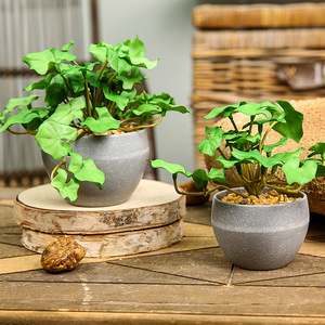 Yihua Floral Art, feuille de taro artificielle, bonsaï, petite, moyenne, grande, fleur en soie, décoration intérieure, style minimaliste, pot de plante - Product Image 1